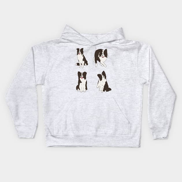 border collie pack Kids Hoodie by Mayarart